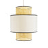 GloboStar® SAIGE 01917 Boho Κρεμαστό Φωτιστικό Οροφής Μονόφωτο 1 x E27 AC220-240V IP20 - Φ50 x Υ60cm - Μπεζ με Λευκό και Μαύρες Λεπτομέρειες Ξύλινο Μπαμπού Πλέγμα - 5 Χρόνια Εγγύηση - ledmania.gr