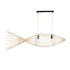 GloboStar® FISH 01927 Μοντέρνο Κρεμαστό Φωτιστικό Οροφής  2 x E27 AC 220-240V IP20 - Μ130 x Π42 x Υ42cm - Μπεζ Ξύλινο Πλέγμα - ledmania.gr