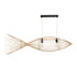 GloboStar® FISH 01927 Μοντέρνο Κρεμαστό Φωτιστικό Οροφής  2 x E27 AC 220-240V IP20 - Μ130 x Π42 x Υ42cm - Μπεζ Ξύλινο Πλέγμα - ledmania.gr