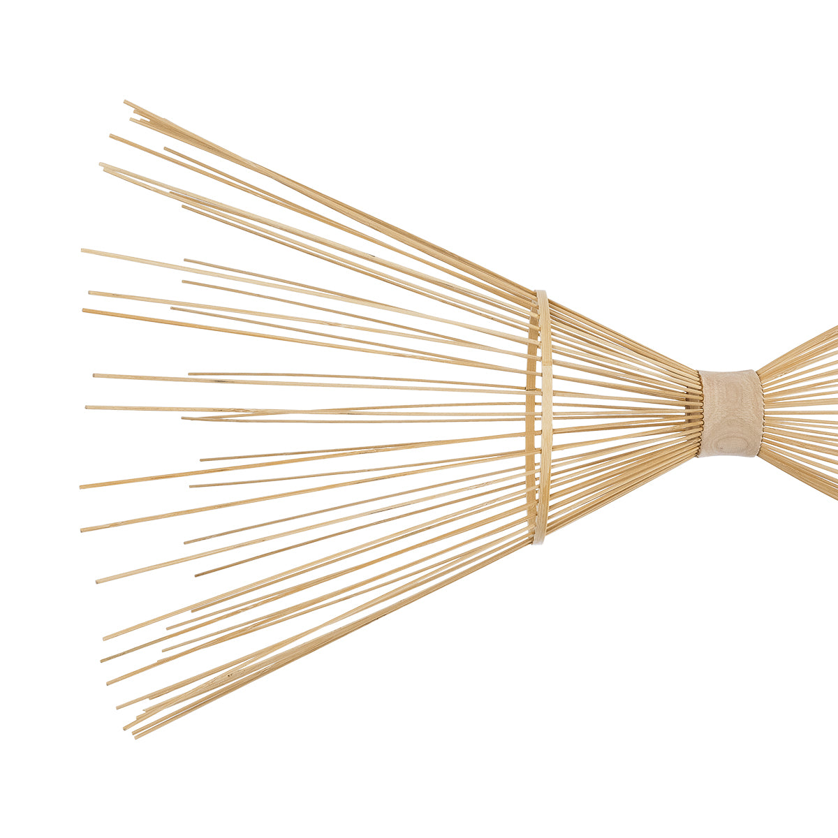 GloboStar® FISH 01927 Μοντέρνο Κρεμαστό Φωτιστικό Οροφής  2 x E27 AC 220-240V IP20 - Μ130 x Π42 x Υ42cm - Μπεζ Ξύλινο Πλέγμα - ledmania.gr