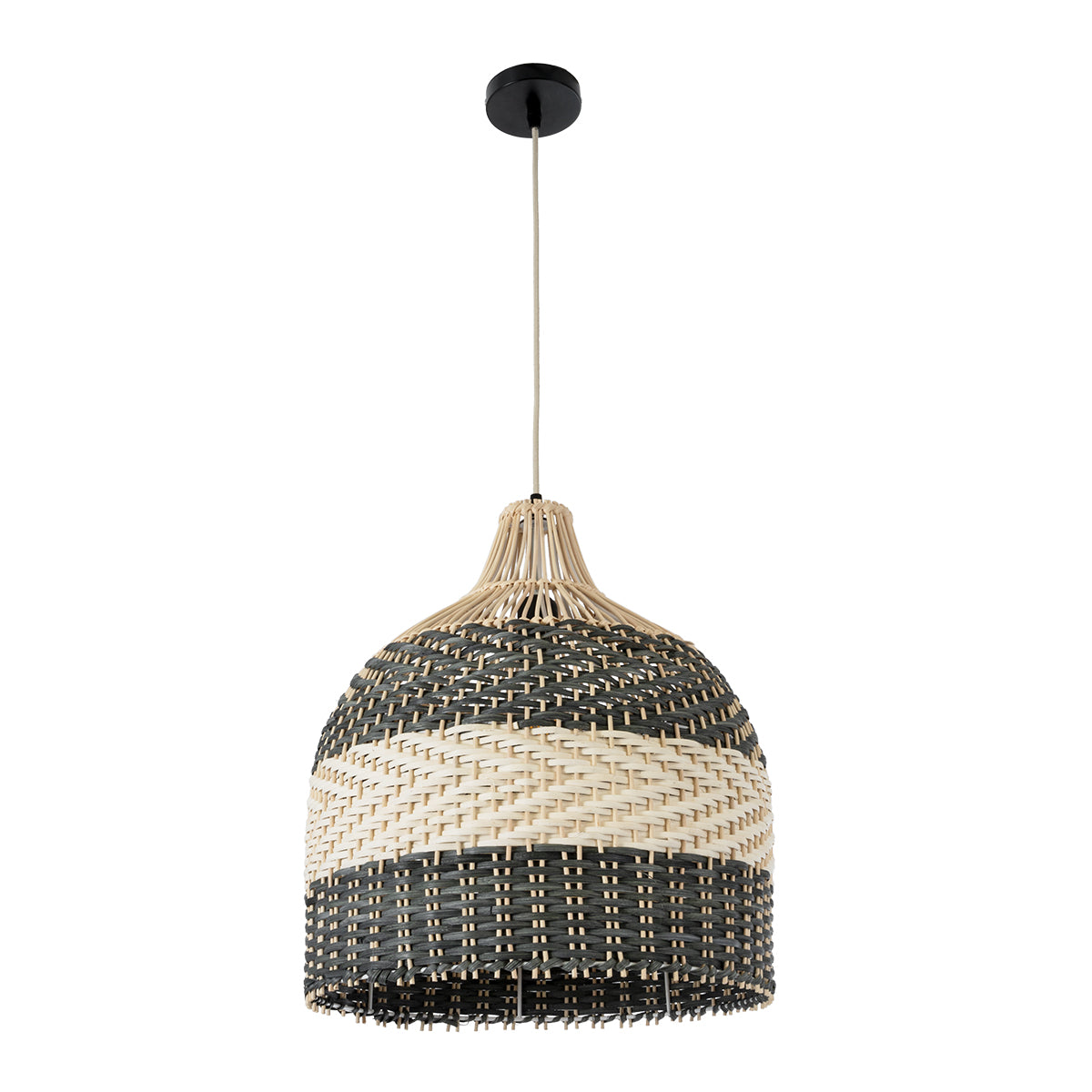 GLOBOSTAR® BARBADOS 01944 Boho Κρεμαστό Φωτιστικό Οροφής με Ντουί 1 x E27 AC 220-240V IP20 - Μπεζ & Χακί - Μ40 x Π40 x Υ45cm - ledmania.gr