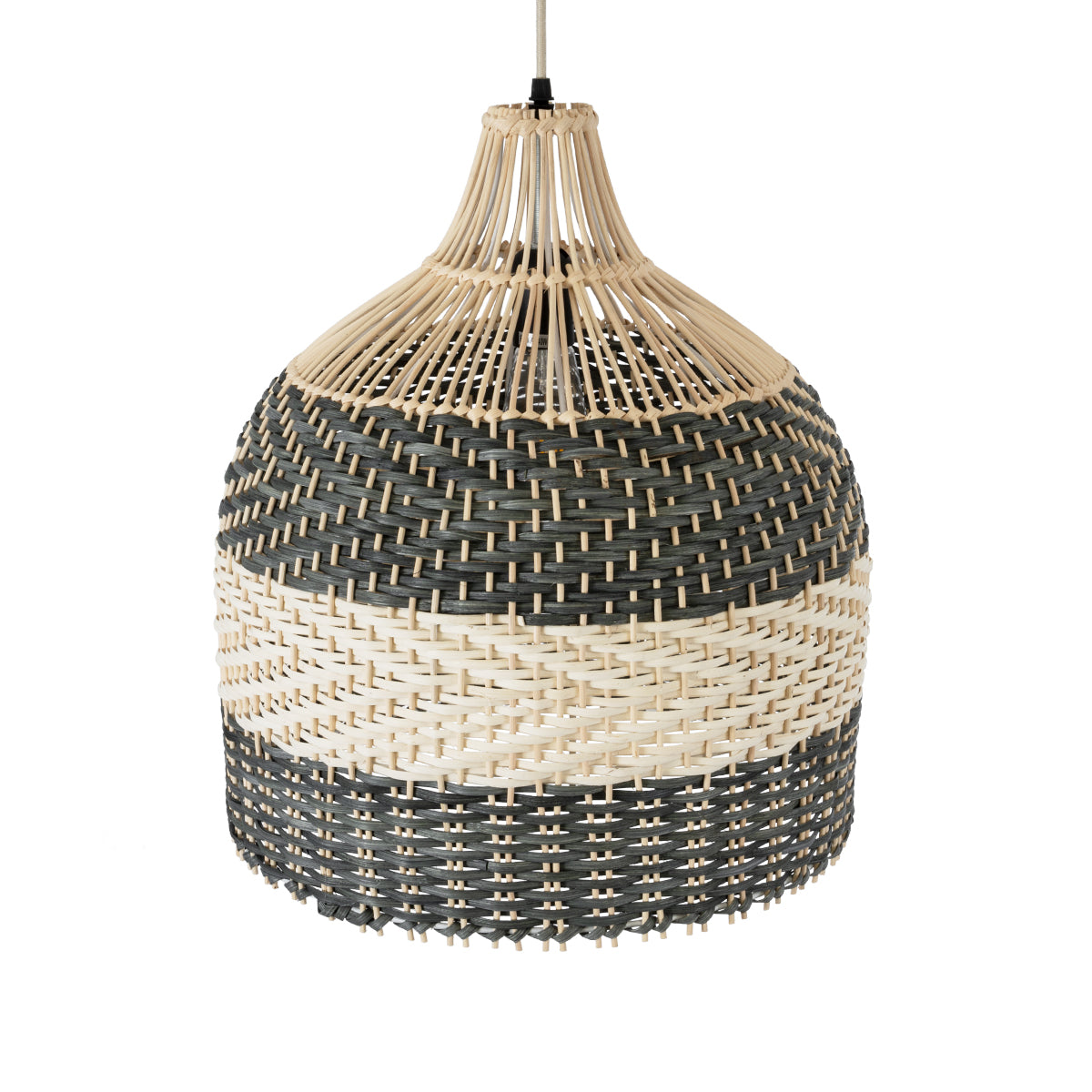 GLOBOSTAR® BARBADOS 01944 Boho Κρεμαστό Φωτιστικό Οροφής με Ντουί 1 x E27 AC 220-240V IP20 - Μπεζ & Χακί - Μ40 x Π40 x Υ45cm - ledmania.gr