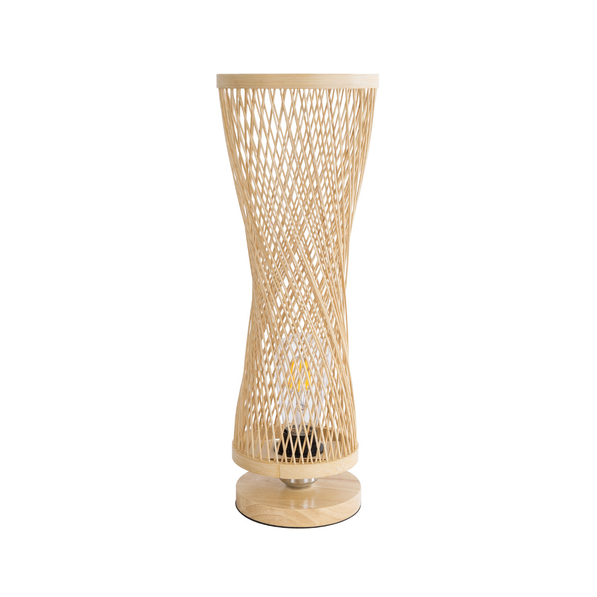 GLOBOSTAR® ROWAN 01994 Boho Επιτραπέζιο Φωτιστικό Πορτατίφ με Ντουί 1 x E27 AC 220-240V IP20 - Μπεζ - Μ17 x Π17 x Υ42cm