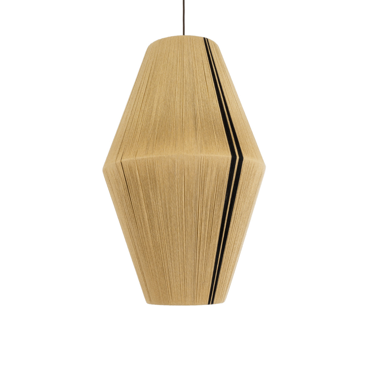 GloboStar® SALERNO 02077 Boho Κρεμαστό Φωτιστικό Πλέγμα Μονόφωτο 1 x E27 IP20 Μπεζ & Μαύρο Σχοινί Μ50 x Π50 x Υ80cm - ledmania.gr