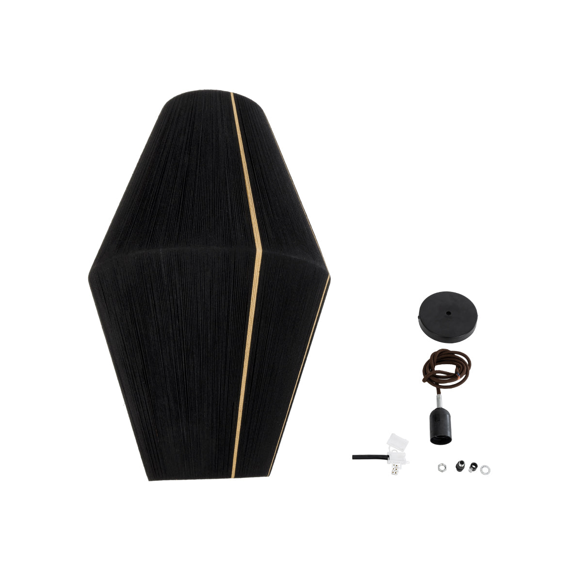 GloboStar® SALERNO 02078 Boho Κρεμαστό Φωτιστικό Πλέγμα Μονόφωτο 1 x E27 IP20 Μαύρο & Μπεζ Σχοινί Μ50 x Π50 x Υ80cm - ledmania.gr