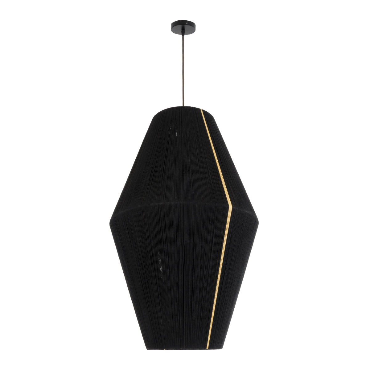 GloboStar® SALERNO 02078 Boho Κρεμαστό Φωτιστικό Πλέγμα Μονόφωτο 1 x E27 IP20 Μαύρο & Μπεζ Σχοινί Μ50 x Π50 x Υ80cm - ledmania.gr