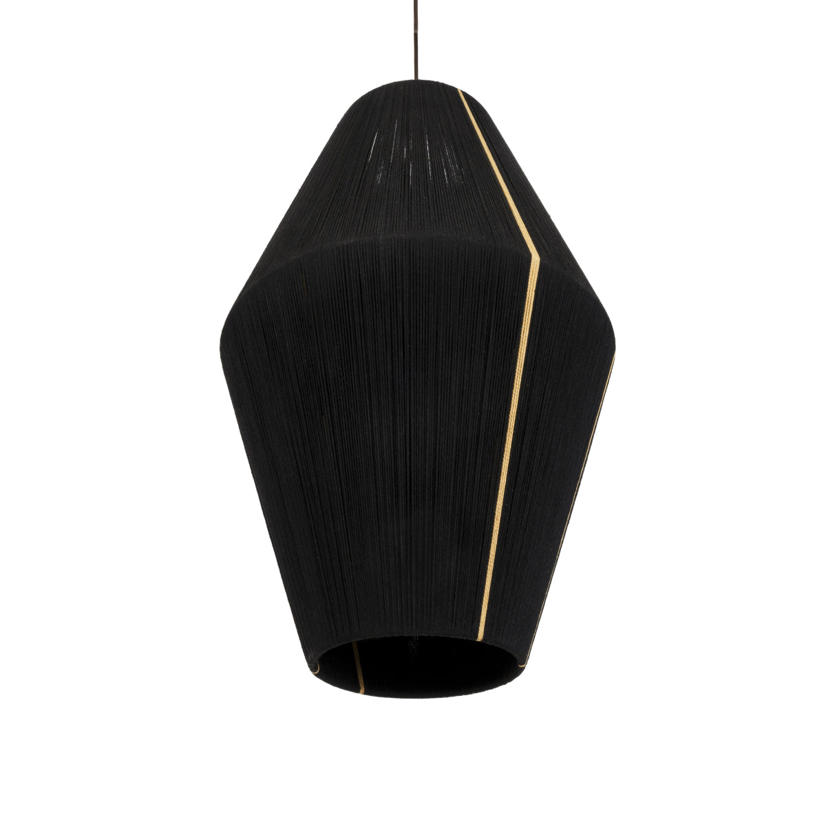 GloboStar® SALERNO 02078 Boho Κρεμαστό Φωτιστικό Πλέγμα Μονόφωτο 1 x E27 IP20 Μαύρο & Μπεζ Σχοινί Μ50 x Π50 x Υ80cm - ledmania.gr