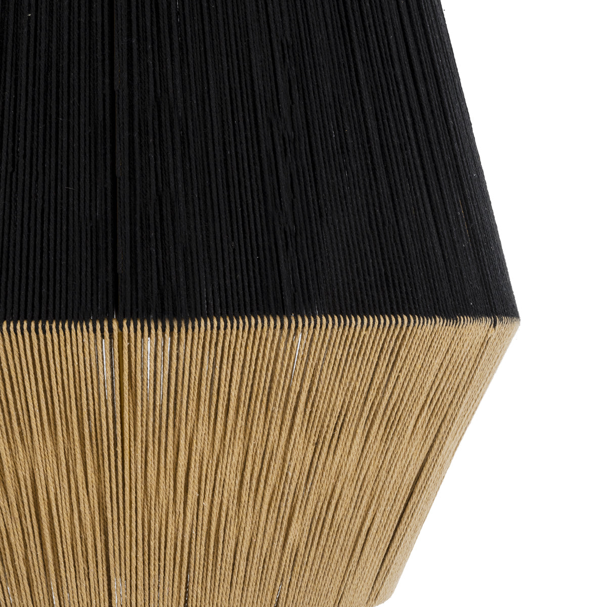 GloboStar® SALERNO 02080 Boho Κρεμαστό Φωτιστικό Πλέγμα Μονόφωτο 1 x E27 IP20 Μαύρο & Μπεζ Σχοινί Μ50 x Π50 x Υ80cm - ledmania.gr