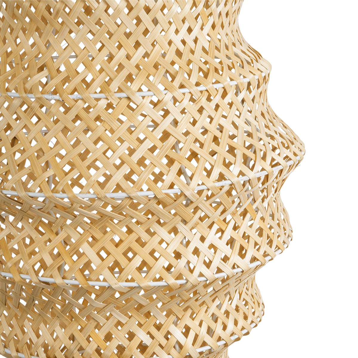 GloboStar® MAUI 02114 Boho Κρεμαστό Φωτιστικό Πλέγμα Μονόφωτο 1 x E27 IP20 Μπεζ Ξύλο - Μ30 x Π30 x Y77cm - ledmania.gr