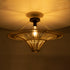 GloboStar® PALERMO 02152 Boho Φωτιστικό Οροφής Μονόφωτο 1 x E27 AC220-240V IP20 - Φ60 x Υ36cm - Μπεζ Ξύλινο Μπαμπού Πλέγμα - ledmania.gr