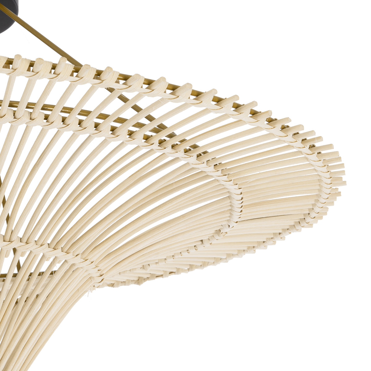 GloboStar® PALERMO 02152 Boho Φωτιστικό Οροφής Μονόφωτο 1 x E27 AC220-240V IP20 - Φ60 x Υ36cm - Μπεζ Ξύλινο Μπαμπού Πλέγμα - ledmania.gr