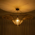 GloboStar® PALERMO 02153 Boho Φωτιστικό Οροφής Μονόφωτο 1 x E27 AC220-240V IP20 - Φ100 x Υ55cm - Μπεζ Ξύλινο Μπαμπού Πλέγμα - ledmania.gr