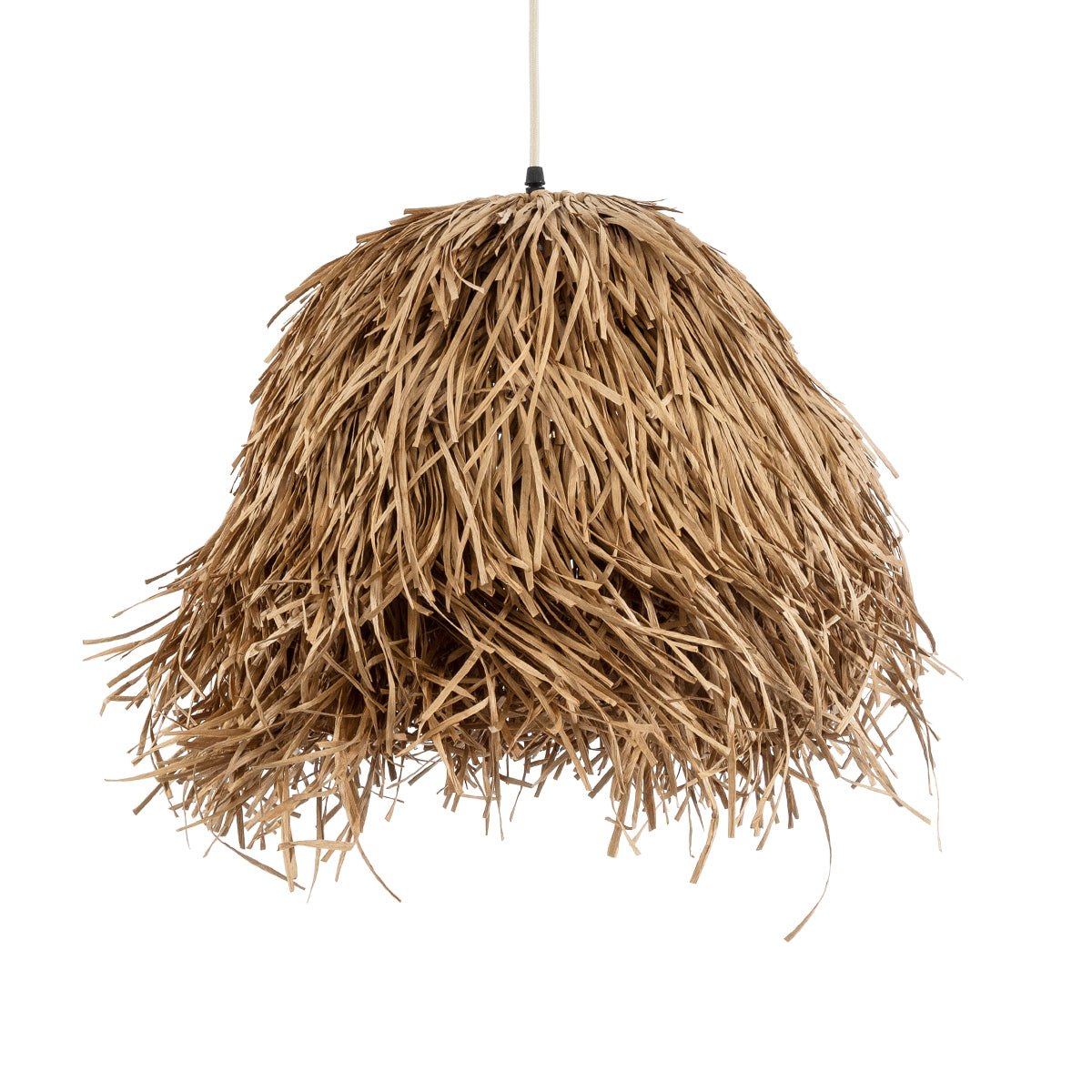 GloboStar® GUADELOUPE 02157 Boho Κρεμαστό Φωτιστικό Πλέγμα Μονόφωτο 1 x E27 IP20 Μπεζ Ράφια - Μ50 x Π50 x Υ40cm - ledmania.gr