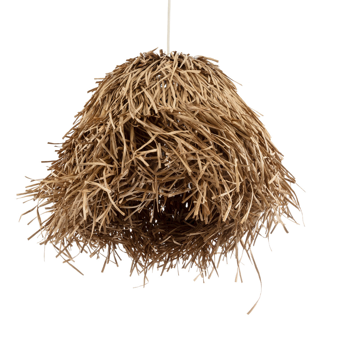 GloboStar® GUADELOUPE 02157 Boho Κρεμαστό Φωτιστικό Πλέγμα Μονόφωτο 1 x E27 IP20 Μπεζ Ράφια - Μ50 x Π50 x Υ40cm - ledmania.gr