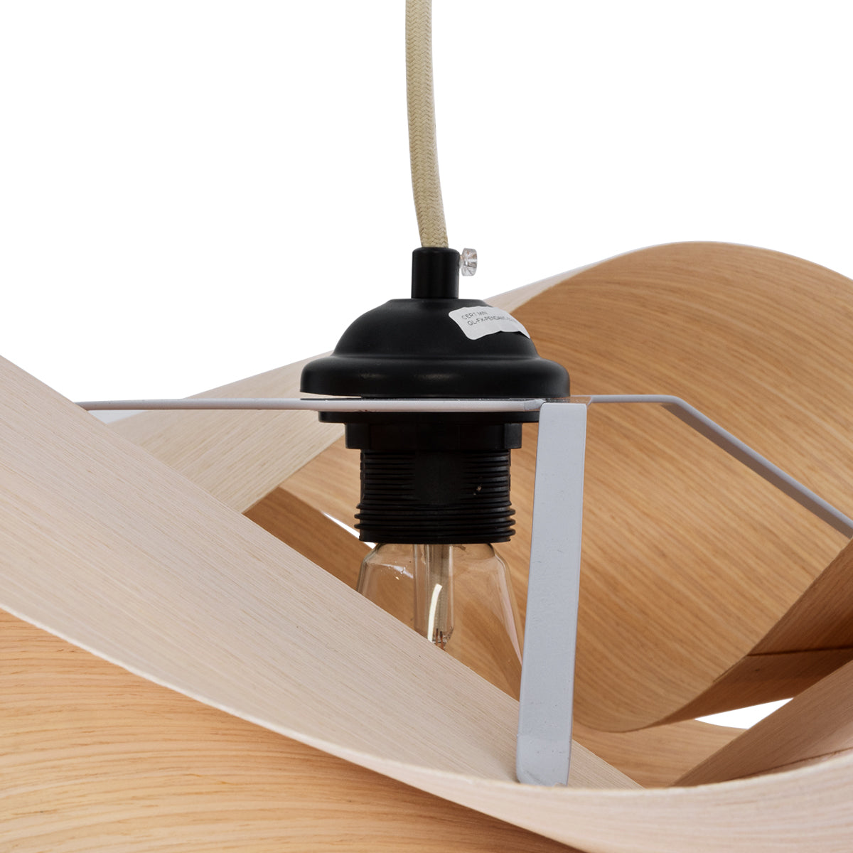 GloboStar® SARDIGNA 02181 Boho Κρεμαστό Φωτιστικό Οροφής Μονόφωτο 1 x E27 AC220-240V IP20 - Φ60 x Υ30cm - Μπεζ Λεπτό Φύλλο Ξύλου Πλέγμα - ledmania.gr