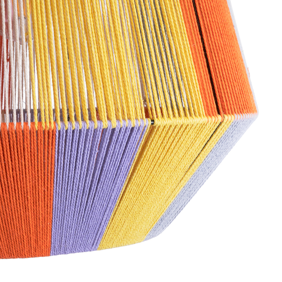 GloboStar® SALERNO 02188 Boho Κρεμαστό Φωτιστικό Οροφής Μονόφωτο 1 x E27 AC220-240V IP20 - Φ50 x Υ50cm - Μπεζ με Λευκό και Γρι με Πορτοκαλί Λεπτό Νήμα Βαμβακερό Πλέγμα Καμπάνα - ledmania.gr