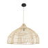 GloboStar® ADEJE 02211 Boho Κρεμαστό Φωτιστικό Οροφής Μονόφωτο 1 x E27 AC220-240V IP20 - Φ80 x Υ55cm - Μπεζ Ξύλινο Μπαμπού Πλέγμα Καμπάνα - ledmania.gr