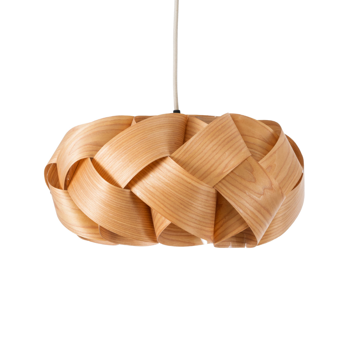 GloboStar® SARDIGNA 02217 Boho Κρεμαστό Φωτιστικό Οροφής Μονόφωτο 1 x E27 AC220-240V IP20 - Φ40 x Υ20cm - Καφέ Λεπτό Φύλλο Ξύλου Πλέγμα - ledmania.gr