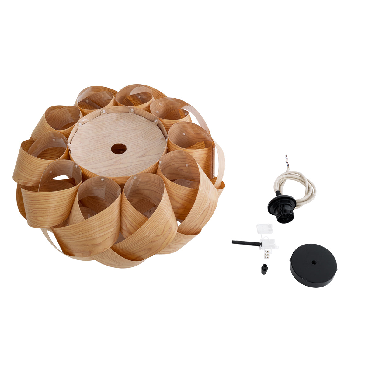 GloboStar® SARDIGNA 02218 Boho Κρεμαστό Φωτιστικό Οροφής Μονόφωτο 1 x E27 AC220-240V IP20 - Φ60 x Υ30cm - Καφέ Λεπτό Φύλλο Ξύλου Πλέγμα - ledmania.gr