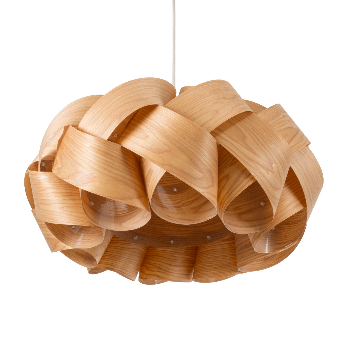 GloboStar® SARDIGNA 02218 Boho Κρεμαστό Φωτιστικό Οροφής Μονόφωτο 1 x E27 AC220-240V IP20 - Φ60 x Υ30cm - Καφέ Λεπτό Φύλλο Ξύλου Πλέγμα - ledmania.gr