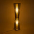 GloboStar® PALMA 02274 Boho Επιδαπέδιο Φωτιστικό Δίφωτο 2 x E27 AC220-240V IP20 - Μ25 x Π25 x Υ140cm - Μαύρο Ξύλινο Μπαμπού Πλέγμα με Μπεζ Ύφασμα - ledmania.gr