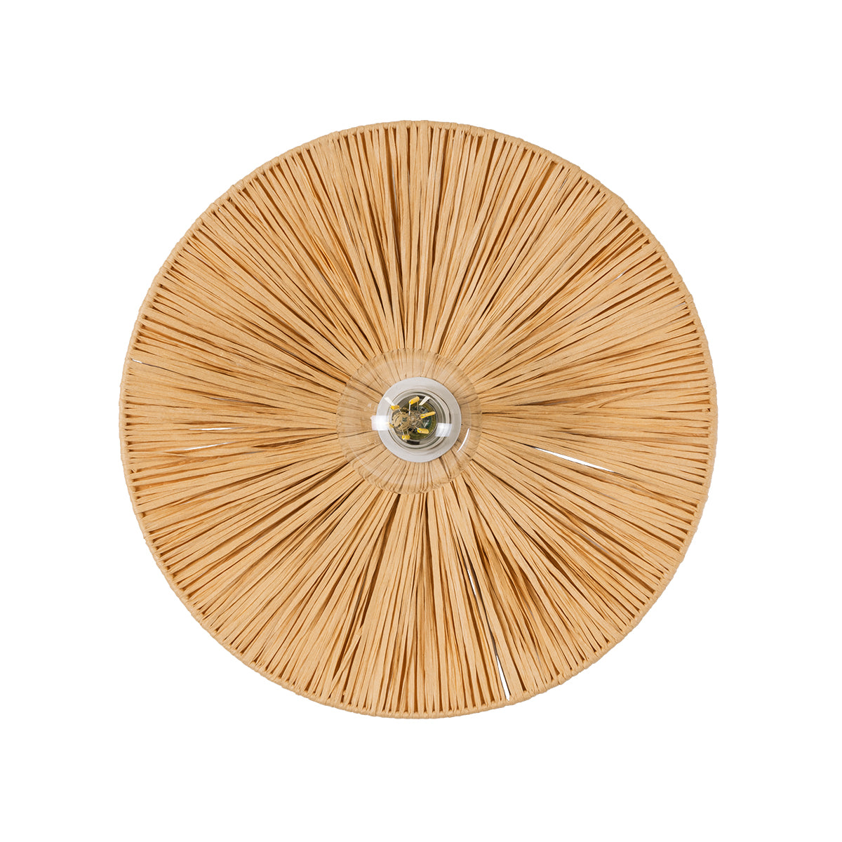 GloboStar® COLOMBO 02277 Boho Φωτιστικό Τοίχου - Απλίκα Μονόφωτο 1 x E27 AC 220-240V IP20 - Φ40 x Υ9cm - Μπεζ Καφέ Φυσική Ράφια Άχυρο Πλέγμα - ledmania.gr