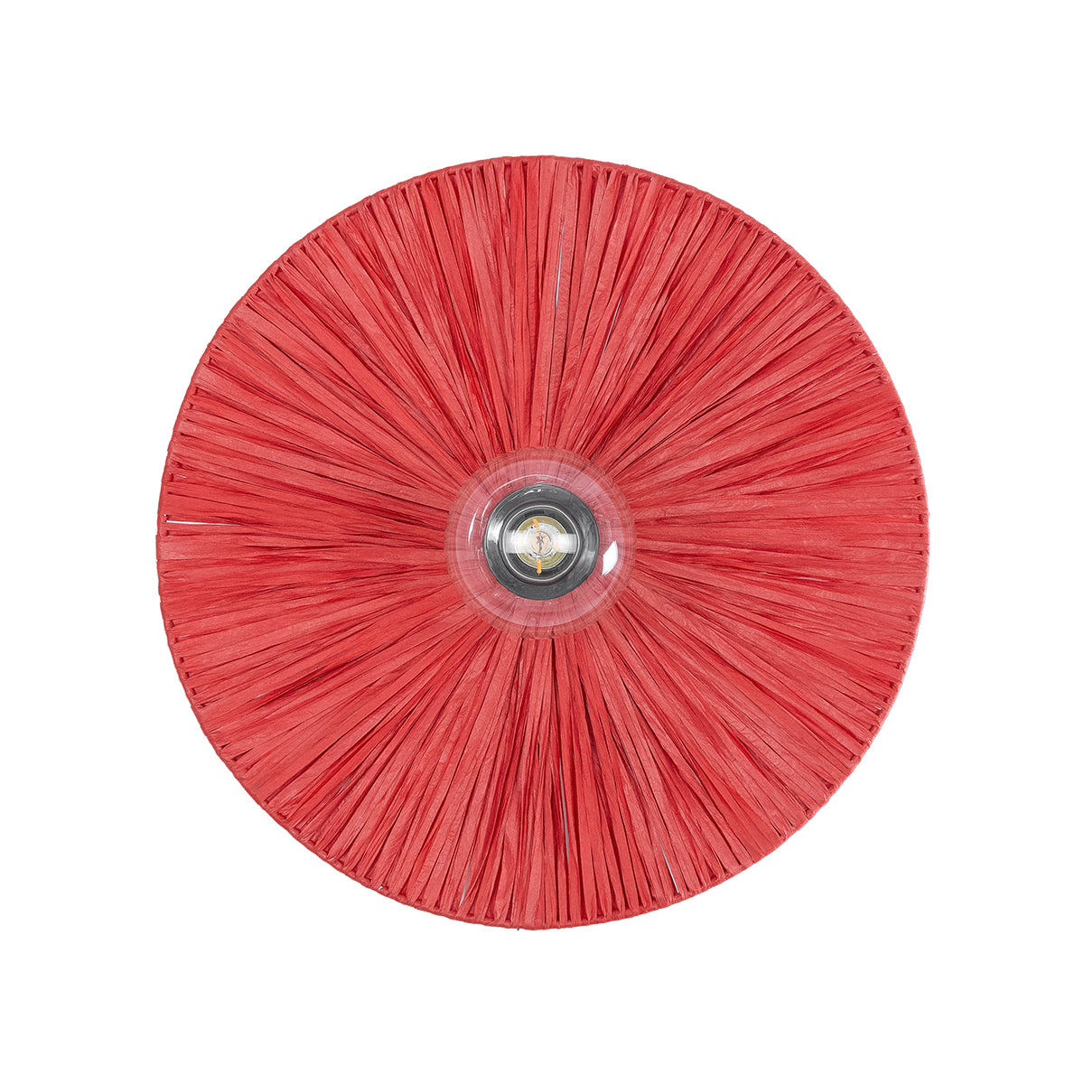 GloboStar® COLOMBO 02281 Boho Φωτιστικό Τοίχου - Απλίκα Μονόφωτο 1 x E27 AC 220-240V IP20 - Φ40 x Υ9cm - Κόκκινη Φυσική Ράφια Άχυρο Πλέγμα - ledmania.gr