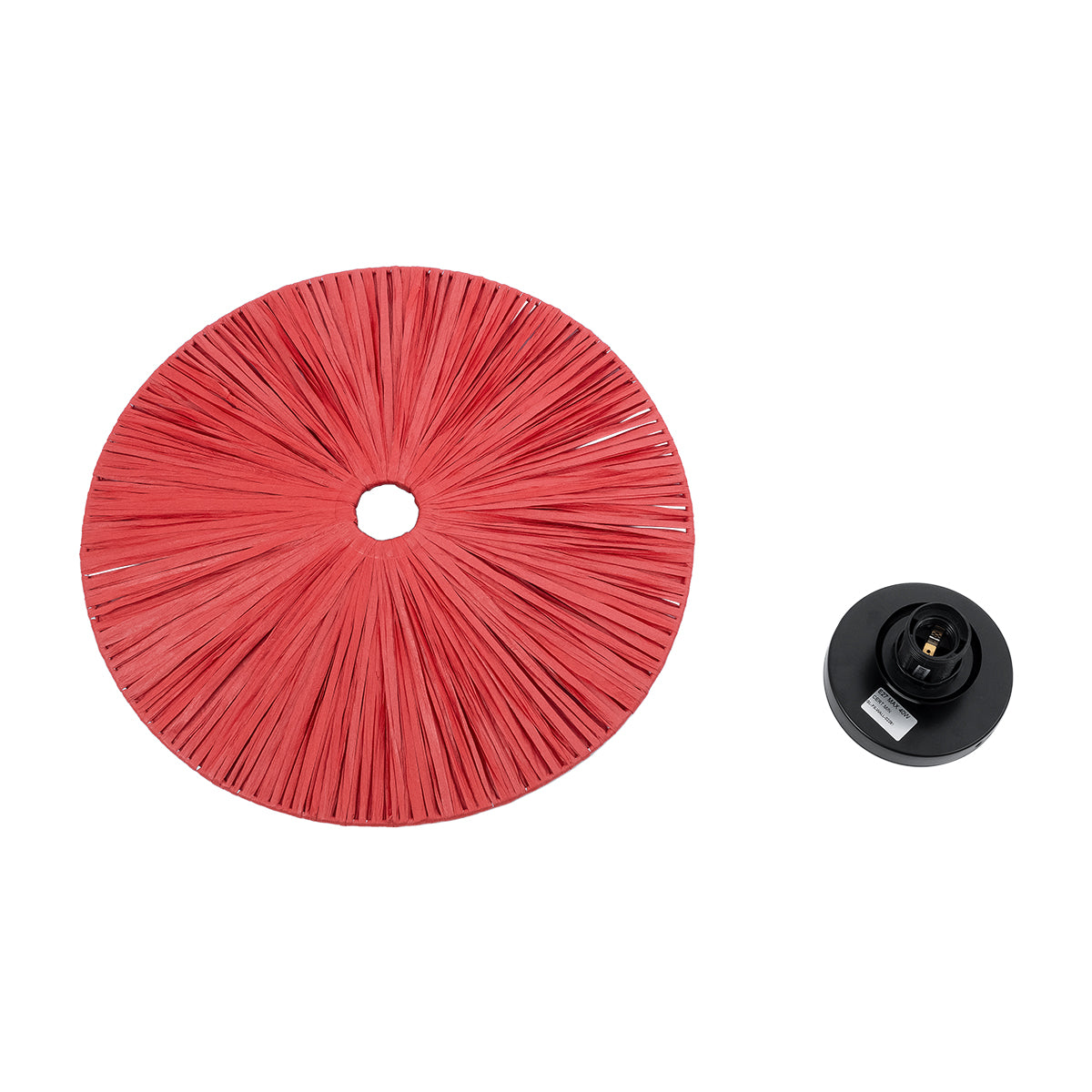 GloboStar® COLOMBO 02281 Boho Φωτιστικό Τοίχου - Απλίκα Μονόφωτο 1 x E27 AC 220-240V IP20 - Φ40 x Υ9cm - Κόκκινη Φυσική Ράφια Άχυρο Πλέγμα - ledmania.gr