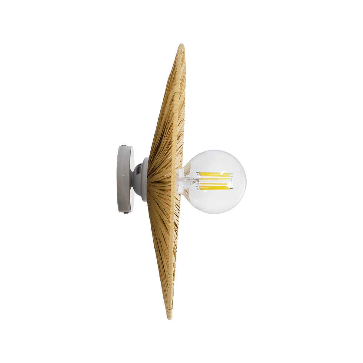 GloboStar® COLOMBO 02283 Boho Φωτιστικό Τοίχου - Απλίκα Μονόφωτο 1 x E27 AC 220-240V IP20 - Φ40 x Υ9cm - Μπεζ Καφέ Φυσική Ράφια Άχυρο Πλέγμα - ledmania.gr