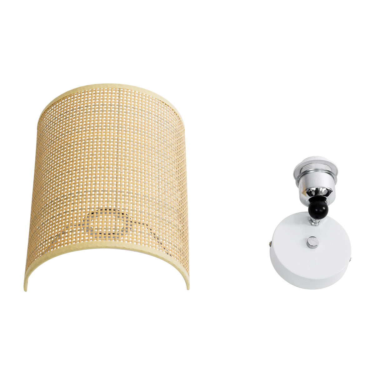 GloboStar® SAOTOME 02321 Boho Φωτιστικό Τοίχου - Απλίκα Μονόφωτο 1 x E27 AC 220-240V IP20 - Μ20 x Π10 x Υ25cm - Μπεζ Ξύλινο Μπαμπού Πλέγμα - ledmania.gr