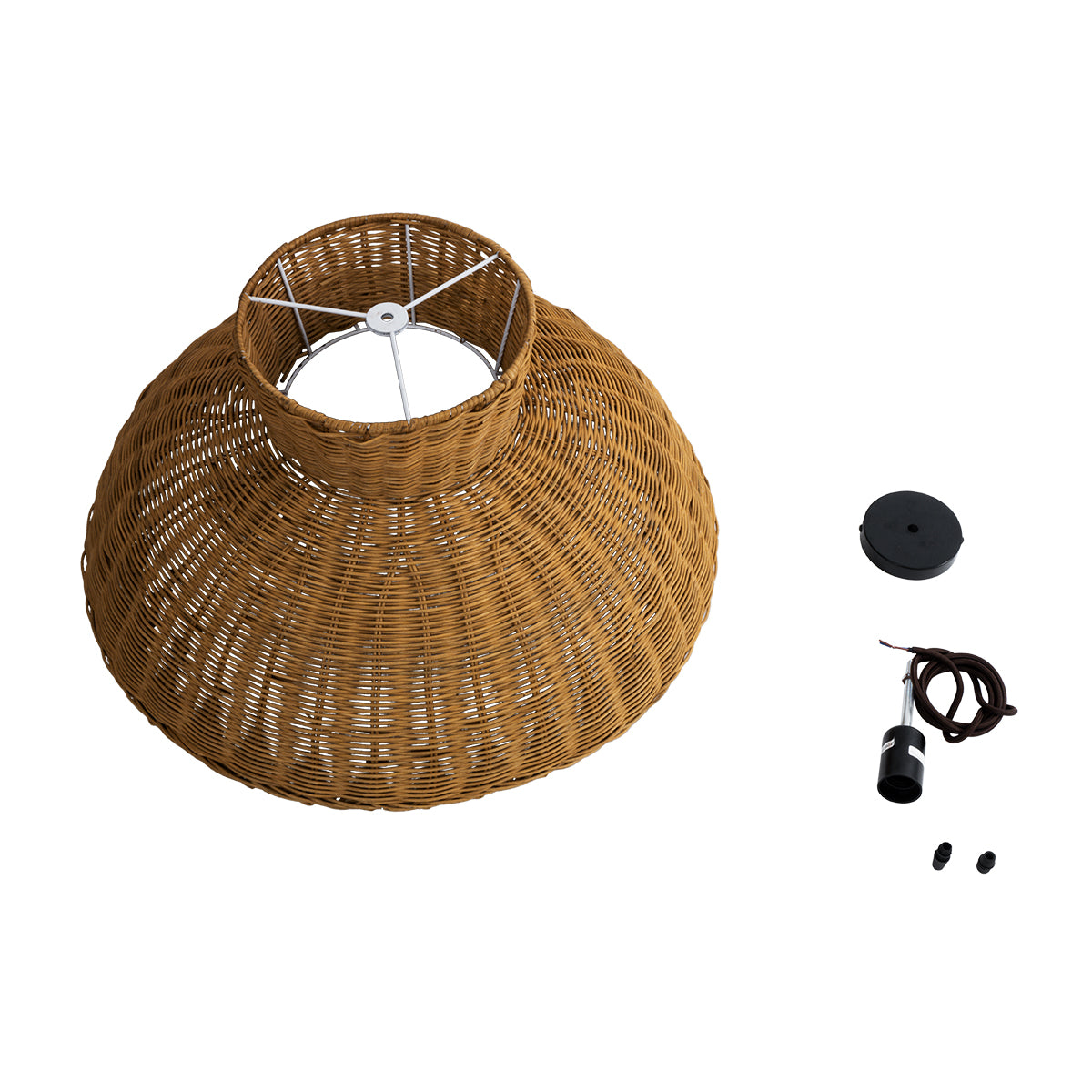 GloboStar® MALABO 02328 Boho Κρεμαστό Φωτιστικό Οροφής Μονόφωτο 1 x E27 AC220-240V IP20 - Φ60 x Υ31cm - Καφέ Ξύλινο Μπαμπού Πλέγμα - ledmania.gr