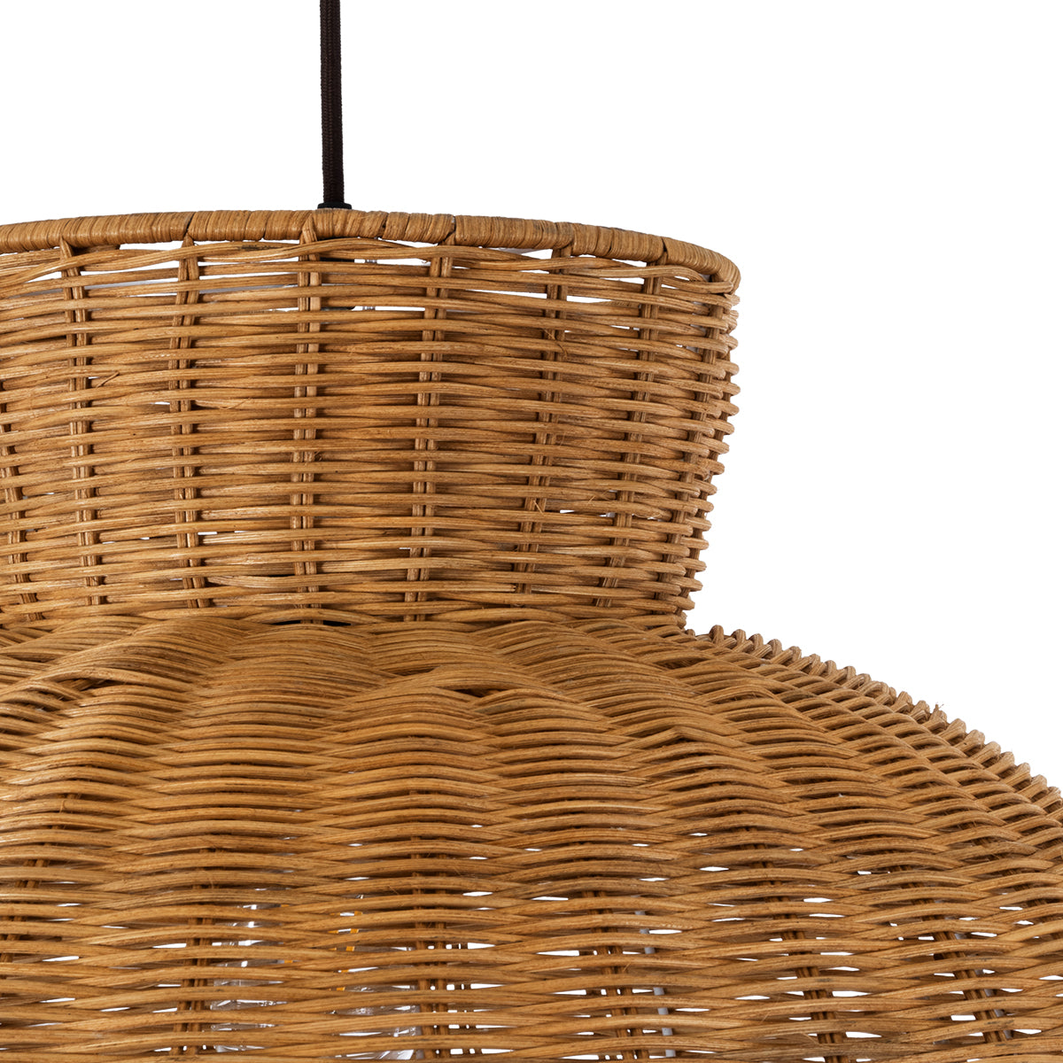 GloboStar® MALABO 02328 Boho Κρεμαστό Φωτιστικό Οροφής Μονόφωτο 1 x E27 AC220-240V IP20 - Φ60 x Υ31cm - Καφέ Ξύλινο Μπαμπού Πλέγμα - ledmania.gr