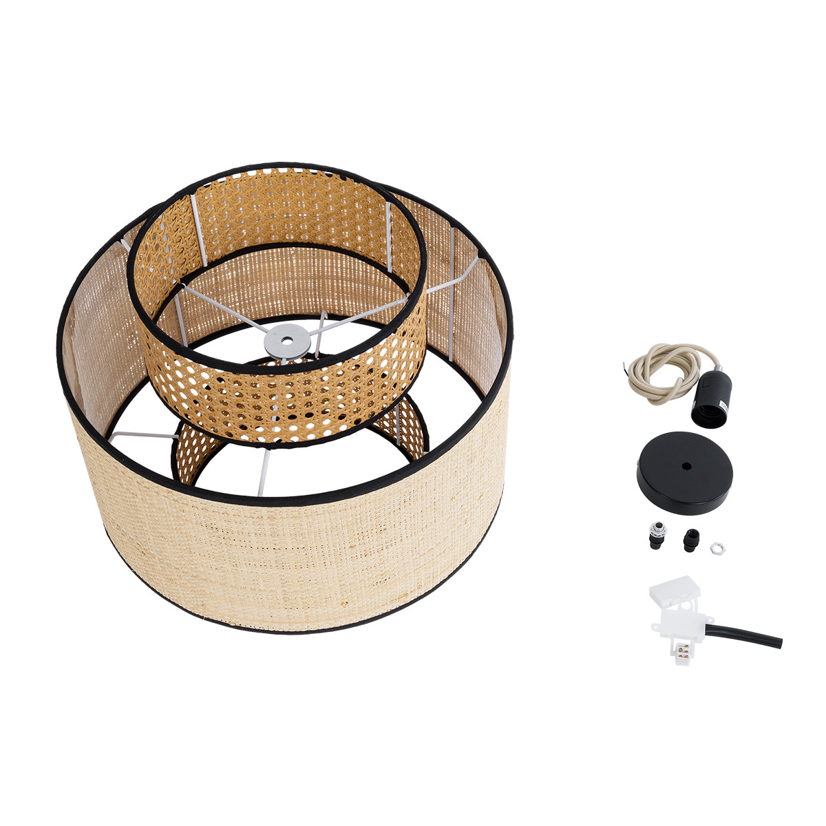GLOBOSTAR® BRAVADO 02386 Boho Κρεμαστό Φωτιστικό Οροφής με Ντουί 1 x E27 AC 220-240V IP20 - Μπεζ- Μ40 x Π40 x Υ35cm - ledmania.gr