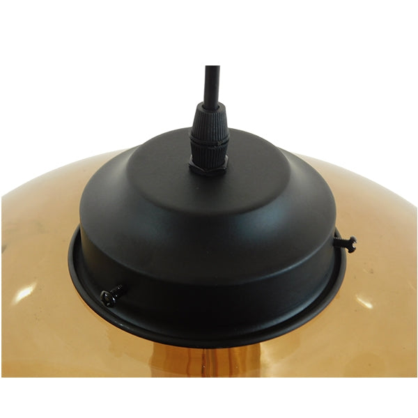 GloboStar® QUINN 01029 Vintage Κρεμαστό Φωτιστικό Οροφής Μονόφωτο 1 x E27 Γυάλινο Φιμέ Καφέ Φ26 x Y20cm - ledmania.gr
