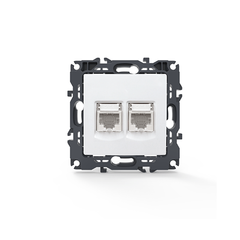 PRIME ΠΡΙΖΑ ΔΙΚΤΥΟΥ 2xRJ45 CAT6 UTP IP20 ΛΕΥΚΗ - ledmania.gr