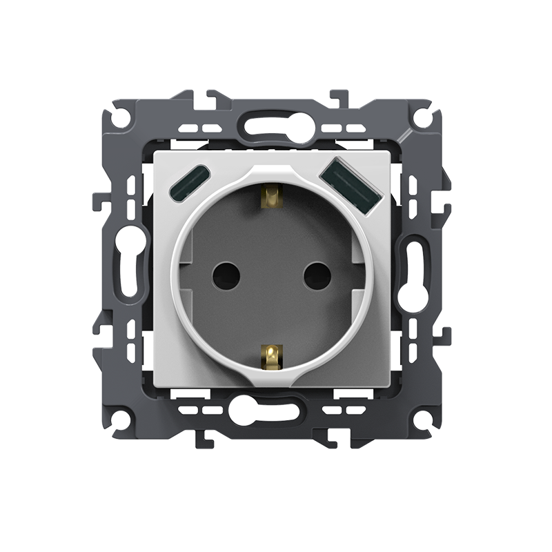 PRIME ΠΡΙΖΑ ΣΟΥΚΟ ΑΣΦΑΛΕΙΑΣ 1x2P+E 16A 250VAC & 2*USB (TYPE A+C)  5VDC 3A IP20 ΛΕΥΚΗ - ledmania.gr