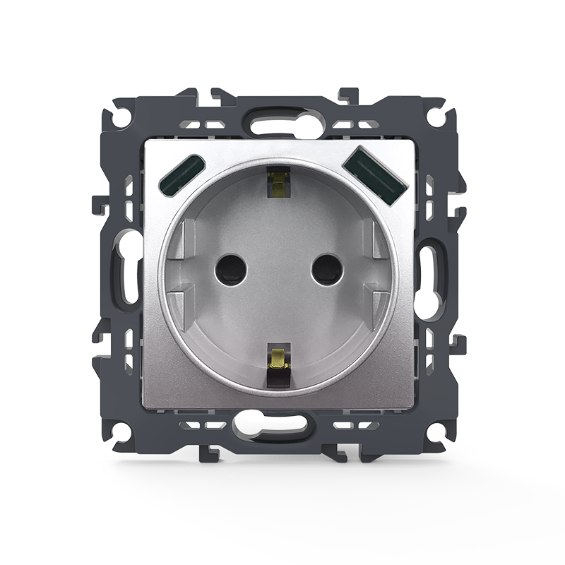 PRIME ΠΡΙΖΑ ΣΟΥΚΟ ΑΣΦΑΛΕΙΑΣ 1x2P+E 16A 250VAC & 2*USB (TYPE A+C)  5VDC 3A IP20 ΑΛΟΥΜΙΝΙΟ - ledmania.gr