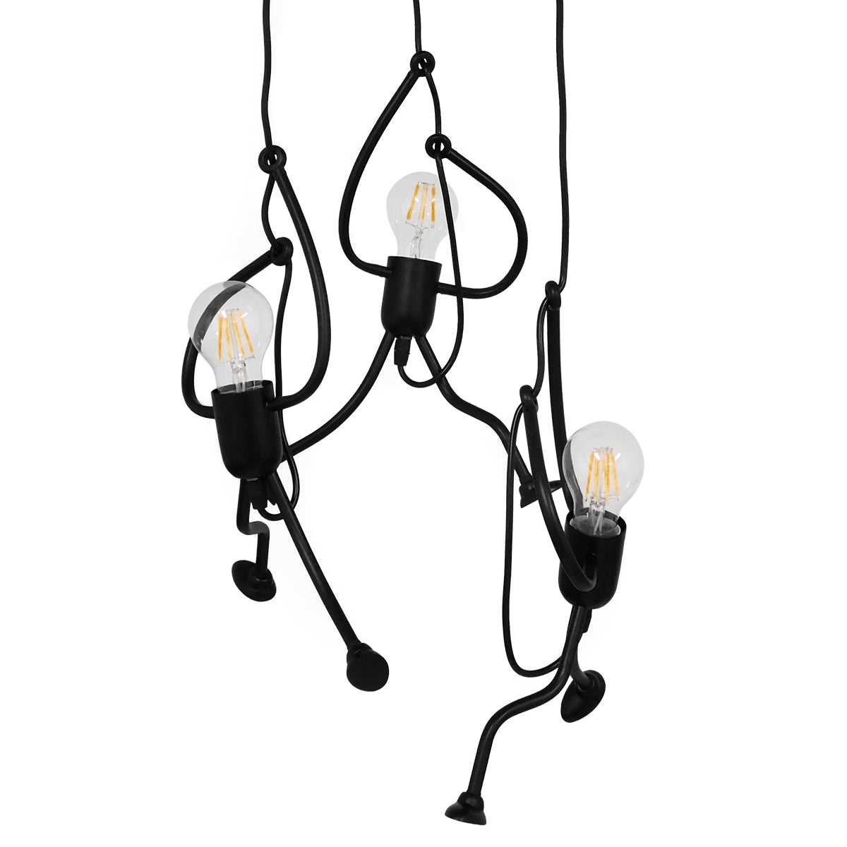 GloboStar® FIGURE 10001655 Μοντέρνο Κρεμαστό Παιδικό Φωτιστικό Οροφής Τρίφωτο 3 x E27 Μαύρο Μεταλλικό Φιγούρα Φ45 x Υ40cm - ledmania.gr