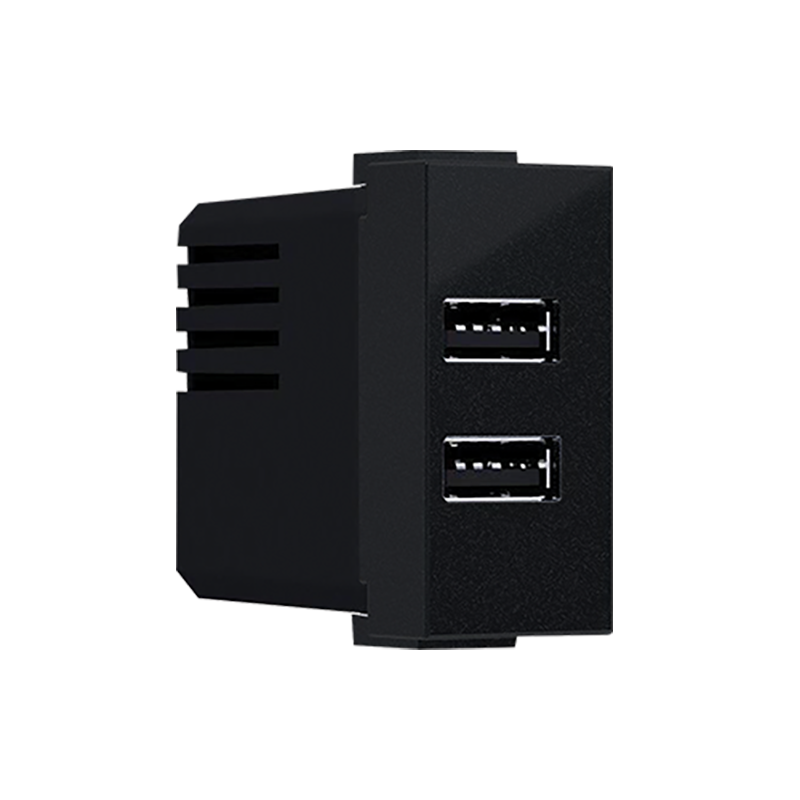 ^ MODYS ΠΡΙΖΑ ΤΡΟΦΟΔΟΣΙΑΣ USB 1 ΣΤ. 2xUSB ΜΑΥΡΗ ΜΑΤ  5VDC 2X1.2A IP20 - ledmania.gr