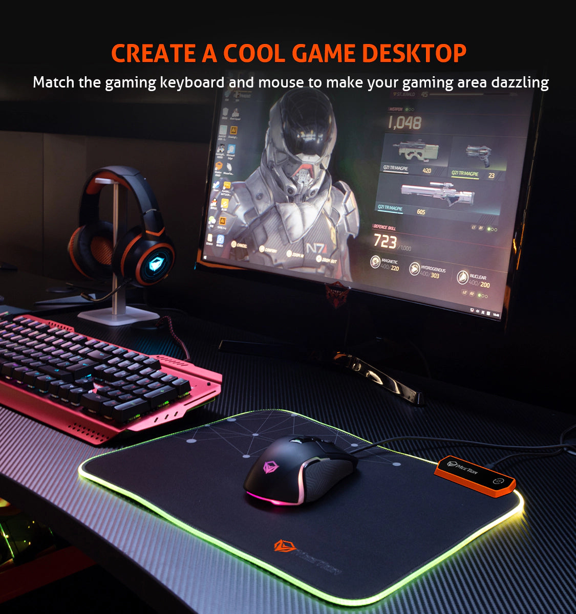 Meetion MT-PD120 Φωτιζόμενο Gaming Mouse Pad