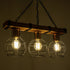GloboStar® STARLO 201-0006 Vintage Κρεμαστό Φωτιστικό Ράγα Τρίφωτο 3 x E27 IP20 Μπεζ Ξύλο με Μαύρο Μέταλλο - Μ50 x Π16 x Υ23cm - ledmania.gr