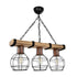 GloboStar® STARLO 201-0006 Vintage Κρεμαστό Φωτιστικό Ράγα Τρίφωτο 3 x E27 IP20 Μπεζ Ξύλο με Μαύρο Μέταλλο - Μ50 x Π16 x Υ23cm - ledmania.gr