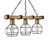 GloboStar® STARLO 201-0006 Vintage Κρεμαστό Φωτιστικό Ράγα Τρίφωτο 3 x E27 IP20 Μπεζ Ξύλο με Μαύρο Μέταλλο - Μ50 x Π16 x Υ23cm - ledmania.gr