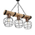 GloboStar® STARLO 201-0006 Vintage Κρεμαστό Φωτιστικό Ράγα Τρίφωτο 3 x E27 IP20 Μπεζ Ξύλο με Μαύρο Μέταλλο - Μ50 x Π16 x Υ23cm - ledmania.gr