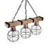 GloboStar® STARLO 201-0006 Vintage Κρεμαστό Φωτιστικό Ράγα Τρίφωτο 3 x E27 IP20 Μπεζ Ξύλο με Μαύρο Μέταλλο - Μ50 x Π16 x Υ23cm - ledmania.gr