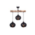 GloboStar® LUMA 201-0010 Vintage Κρεμαστό Φωτιστικό Ράγα Τρίφωτο 3 x E27 IP20 Μπεζ Ξύλο με Μαύρο Σχοινί - Μ50 x Π20 x Υ63cm - ledmania.gr