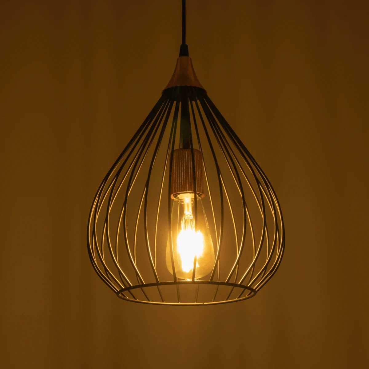 GloboStar® RADIARO 201-0015 Vintage Κρεμαστό Φωτιστικό Πλέγμα Μονόφωτο 1 x E27 IP20 Μαύρο Μέταλλο - Μ26 x Π26 x Υ35cm - ledmania.gr