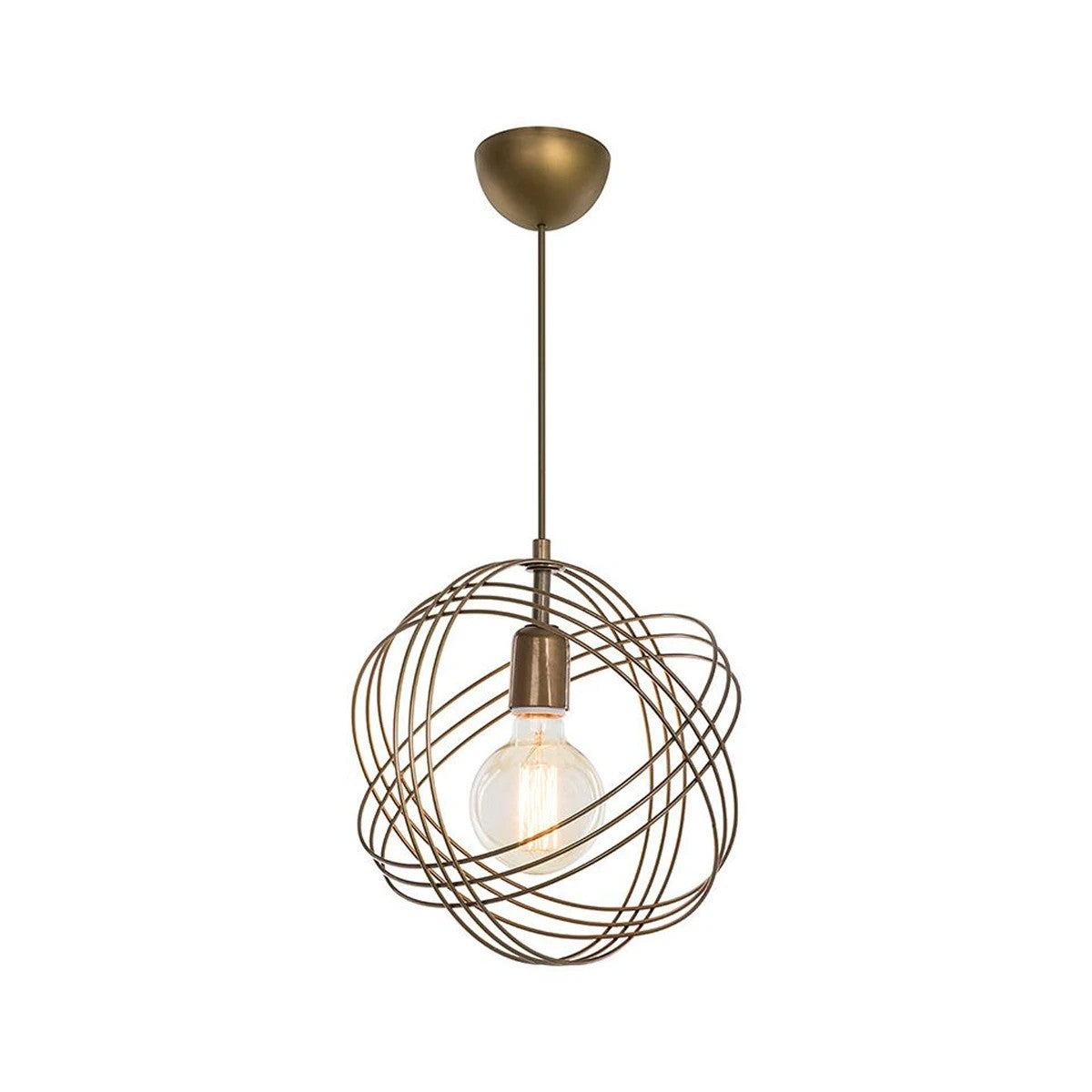 GloboStar® GLOWN 201-0022 Μοντέρνο Κρεμαστό Φωτιστικό Πλέγμα Μονόφωτο 1 x E27 IP20 Χρυσό Μέταλλο - Μ30 x Π30 x Υ70cm - ledmania.gr