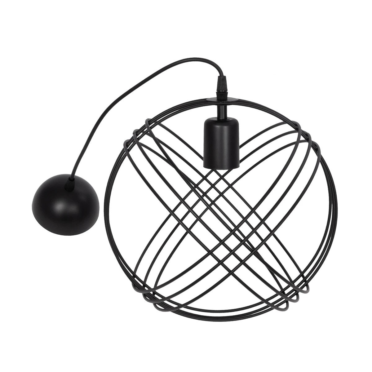 GloboStar® GLOWN 201-0023 Μοντέρνο Κρεμαστό Φωτιστικό Πλέγμα Μονόφωτο 1 x E27 IP20 Μαύρο Μέταλλο - Μ30 x Π30 x Υ33cm - ledmania.gr
