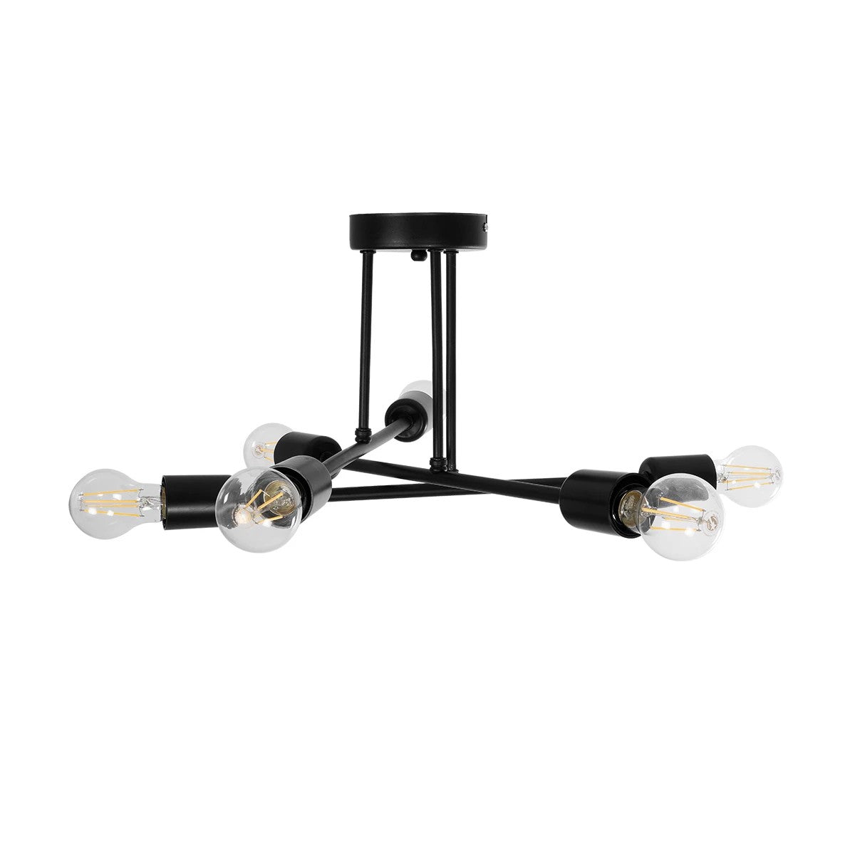 GloboStar® LAMIRA 201-0029 Μοντέρνο Φωτιστικό Οροφής Πλέγμα Πολύφωτο 6 x E27 IP20 Μαύρο Μέταλλο - Μ51 x Π51 x Υ7cm - ledmania.gr